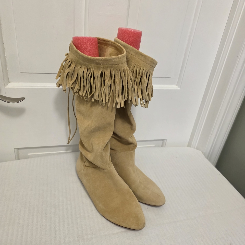 Daniblack Festival Fringe Suede Boots Camel In Color Size 9.5, Casual